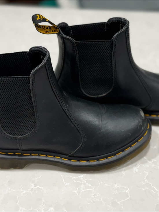 Dr. Martens Shoes - Dr. Martens Black Chelsea Boots with Yellow Stitching Tab